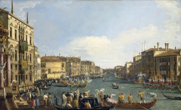 three women at the table by the lamp Painting - A Regatta On The Grand Canal Venetian Venice Canaletto